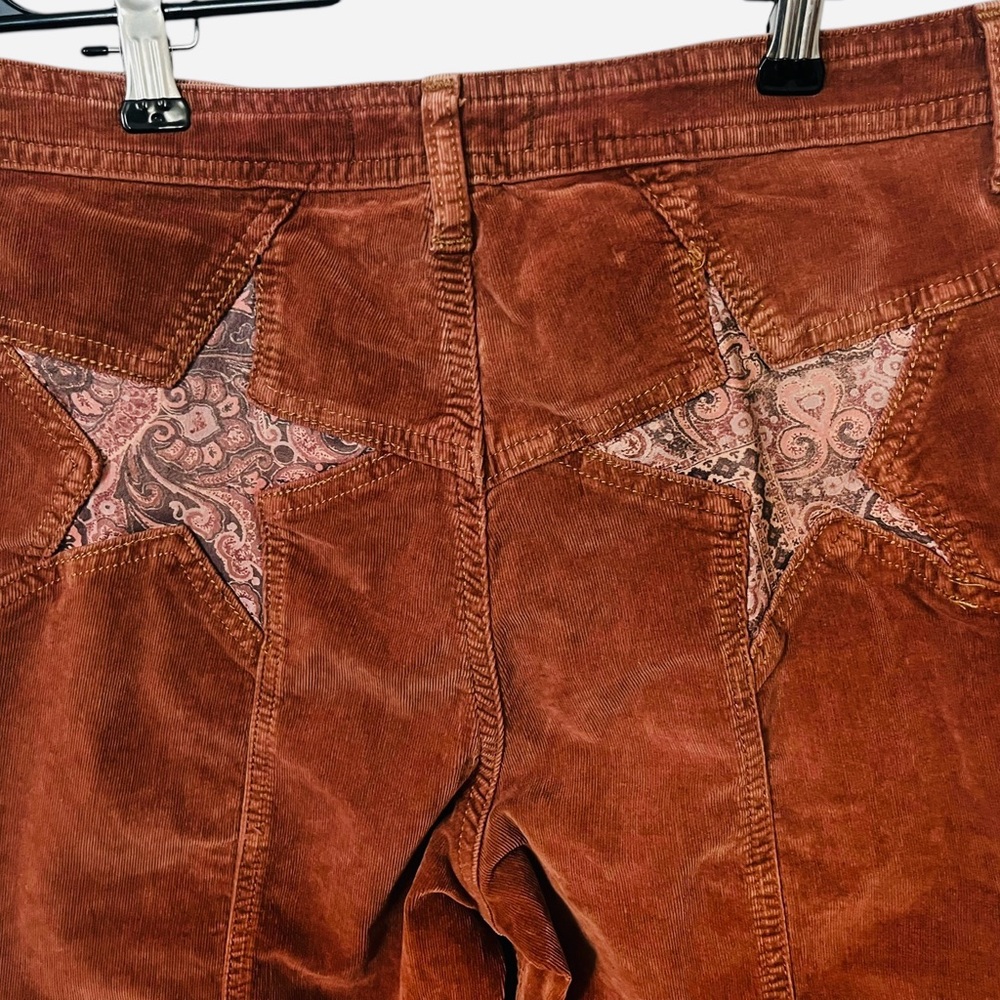 Free People Patchwork Jeans Womens 26 Firecracker Flare Corduroy Raw Hem Pants